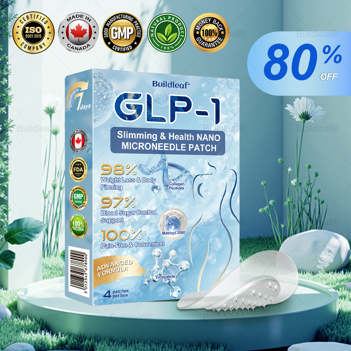 ✨👑CA Clinically Proven|Official Store |Buildleaf® Tirzepatide Slimming & Health Nano Microneedle Patch with Collagen & Matrixyl 3000丨Targets Obesity, Loose Skin, High Blood Pressure, Diabetes, Fatty Liver, Joint Pain, Brain Fog, Low Energy and More